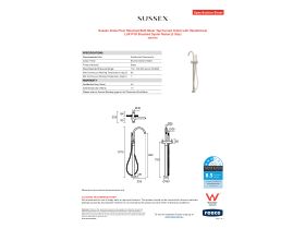 Specification Sheet - Sussex Scala Floor Mounted Bath Mixer Tap Curved Outlet with Handshower LUX PVD Brushed Oyster Nickel (3 Star)