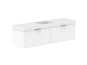 Supporting Image - Kado Lux Slim All Drawer 1800mm Wall Hung Vanity with Centre Basin 90mm Top Matte White