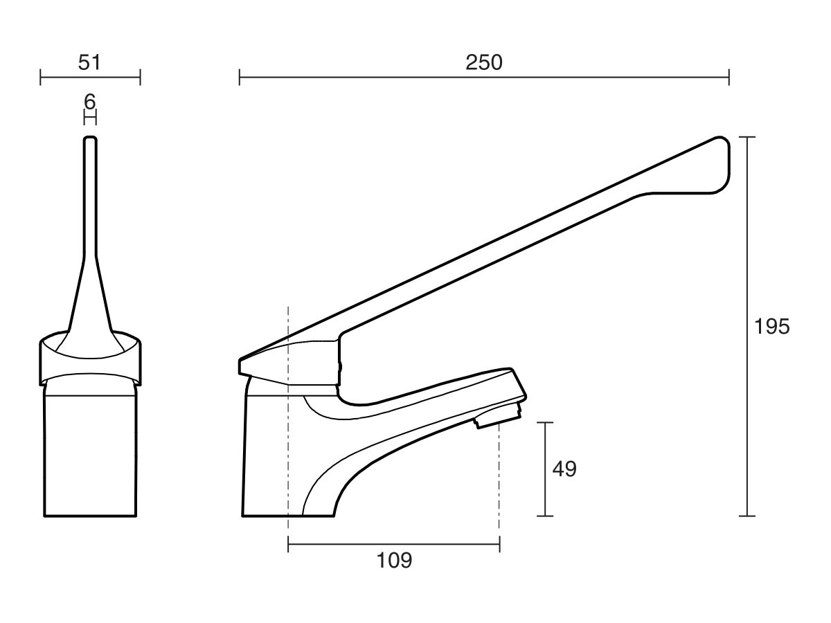 Posh Bristol MK2 Basin Mixer with Extended Lever Chrome (4 Star)