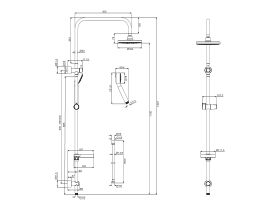 Base Twin Waterrail with 180mm ABS Overhead Chrome (3 Star)