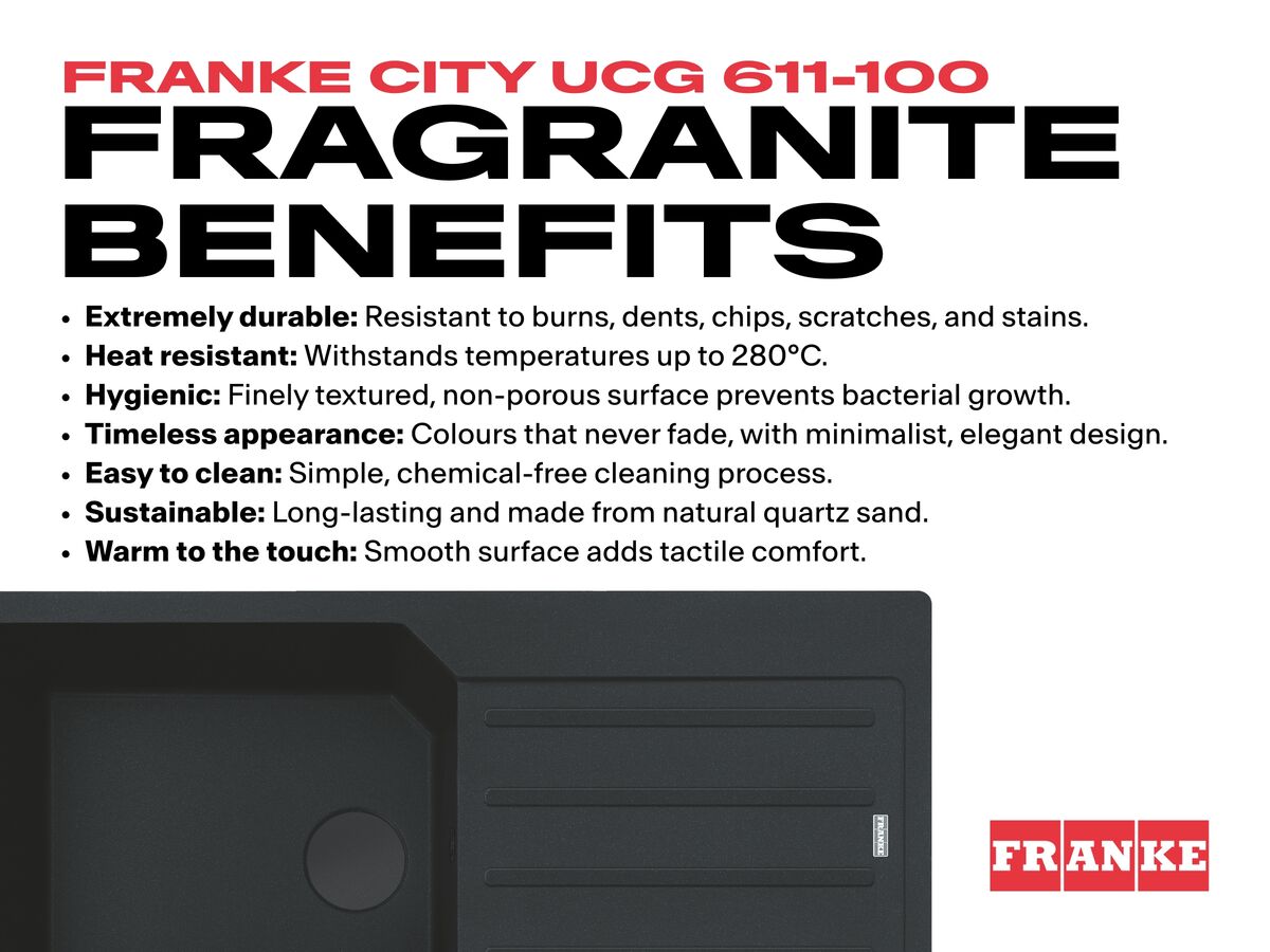 Franke City Fragranite Single Bowl with Drainer Inset Sink Benefits