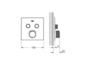 GROHE SmartControl Concealed Thermostatic 2 Button Square Chrome
