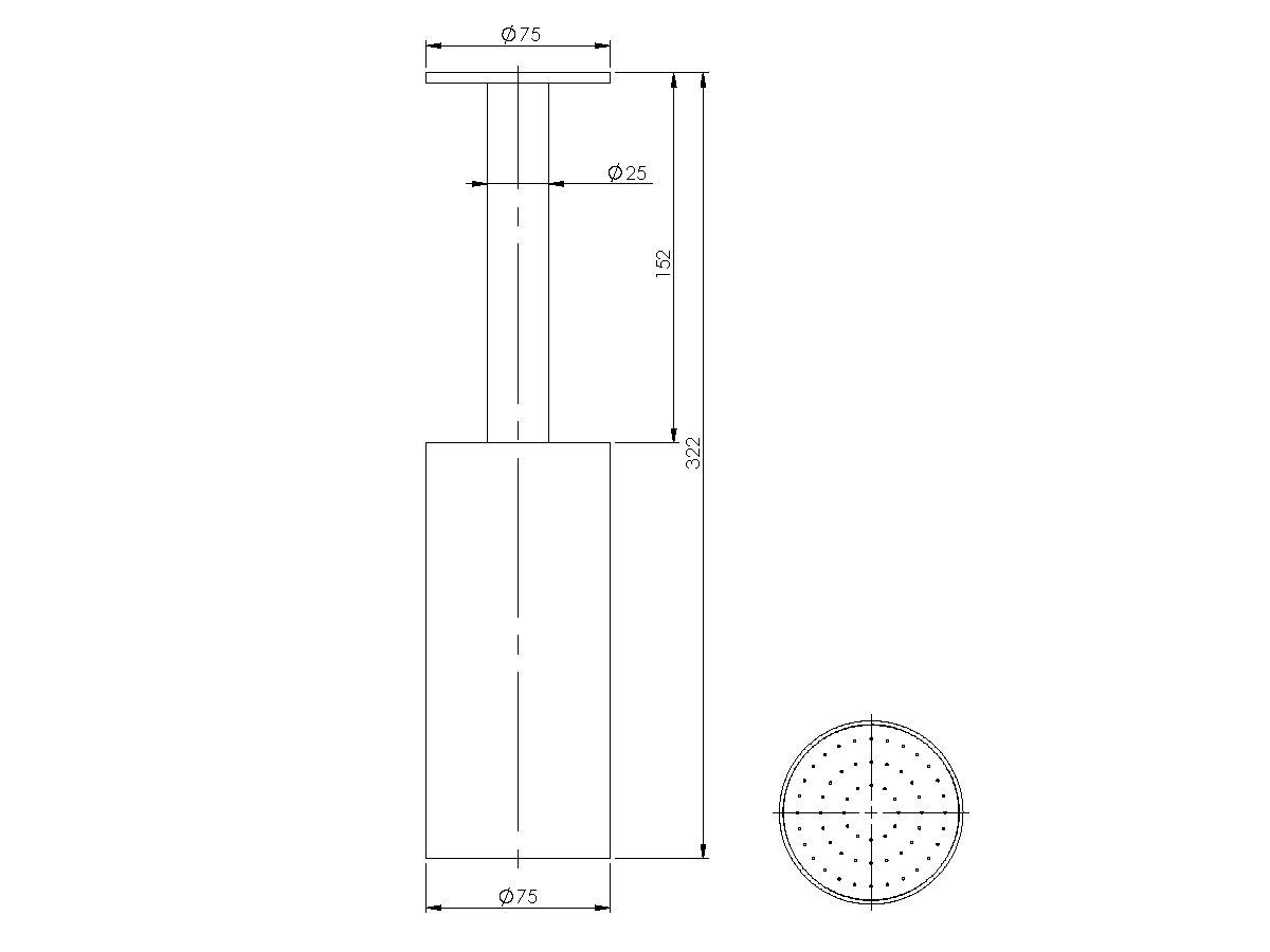 Milli Axon Ceiling Shower Arm 150mm & Rose Chrome/ Matte Black (3 Star)