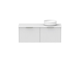 Supporting Image - Kado Neue Fluted Square All Drawer 1200mm Wall Hung Vanity with Right Hand Basin 20mm Top Ultra White