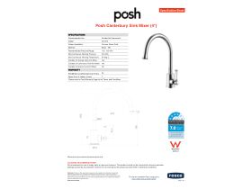 Specification Sheet - Posh Canterbury Porcelain Lever Mixer Tap