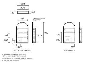 Kado Neue Arch Mirror Shaving Cabinet
