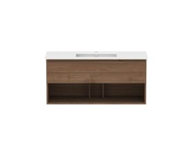 Hero - Posh Domaine 1200mm Wall Hung Vanity Unit All-Drawer Open Shelf Single Bowl Matte White Ceramic Top