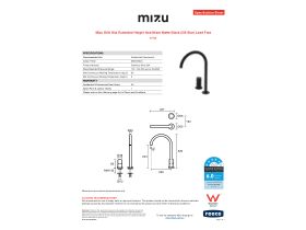 Specification Sheet - Mizu Drift Dial Extended Height Hob Mixer Matte Black (5/6 Star) Lead Free
