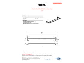 Specification Sheet - Mizu Silk Double Towel Rail 750mm Matte Black