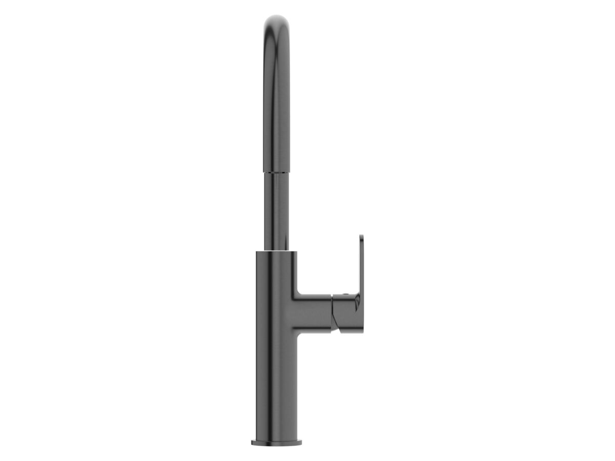 Supporting Image 2 - Mizu Soothe MK2 Gooseneck Sink Mixer Curved Brushed Gunmetal (5 Star) Lead Free - Front