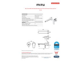 Specification Sheet - Mizu Soothe MK2 Wall Basin/Bath Mixer Set 2 Piece Kit Chrome (6 Star) Lead Free