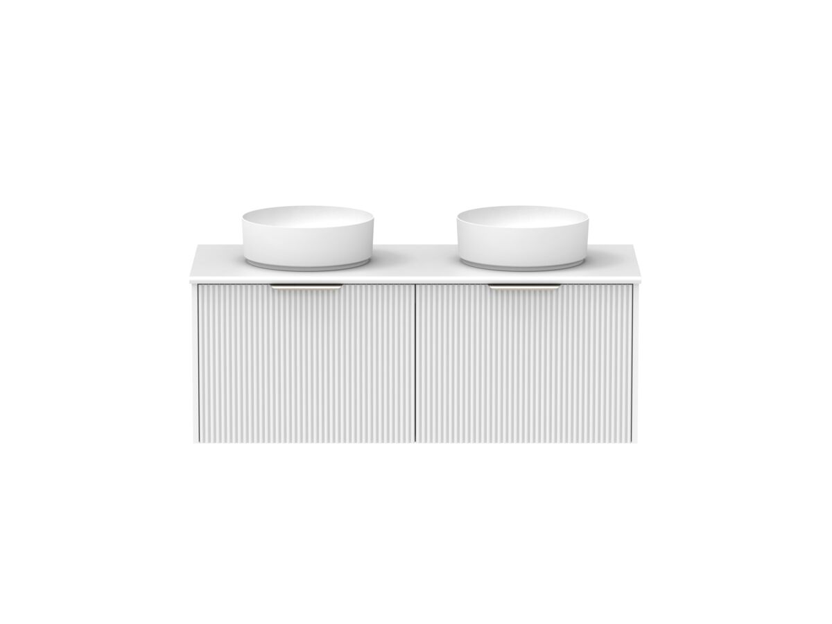 Supporting Image - Kado Neue Fluted Square 1200mm Wall Hung Vanity with Double Basin 20mm Top Ultra White