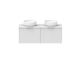 Supporting Image - Kado Neue Fluted Square 1200mm Wall Hung Vanity with Double Basin 20mm Top Ultra White