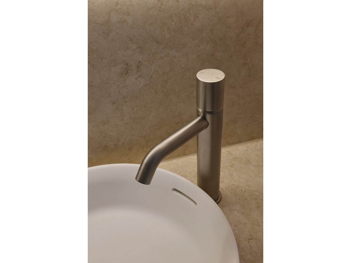 In Situ - Milli Pure Medium Height Basin Mixer Tap Curved Spout PVD Brushed Nickel (5 Star)
