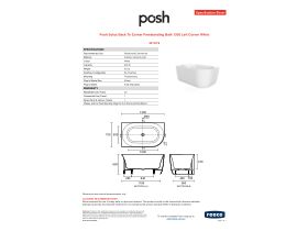 Specification Sheet - Posh Solus Back To Corner Freestanding Bath 1300 Left Corner White