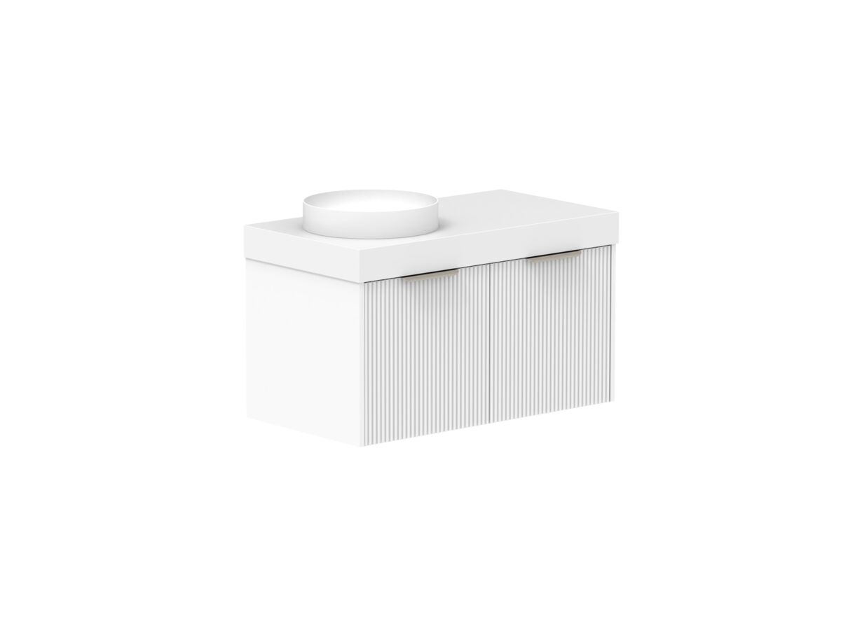 Supporting Image - Kado Neue Fluted Square 900mm Wall Hung Vanity with Left Basin 90mm Top Ultra White