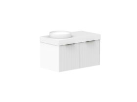 Supporting Image - Kado Neue Fluted Square 900mm Wall Hung Vanity with Left Basin 90mm Top Ultra White