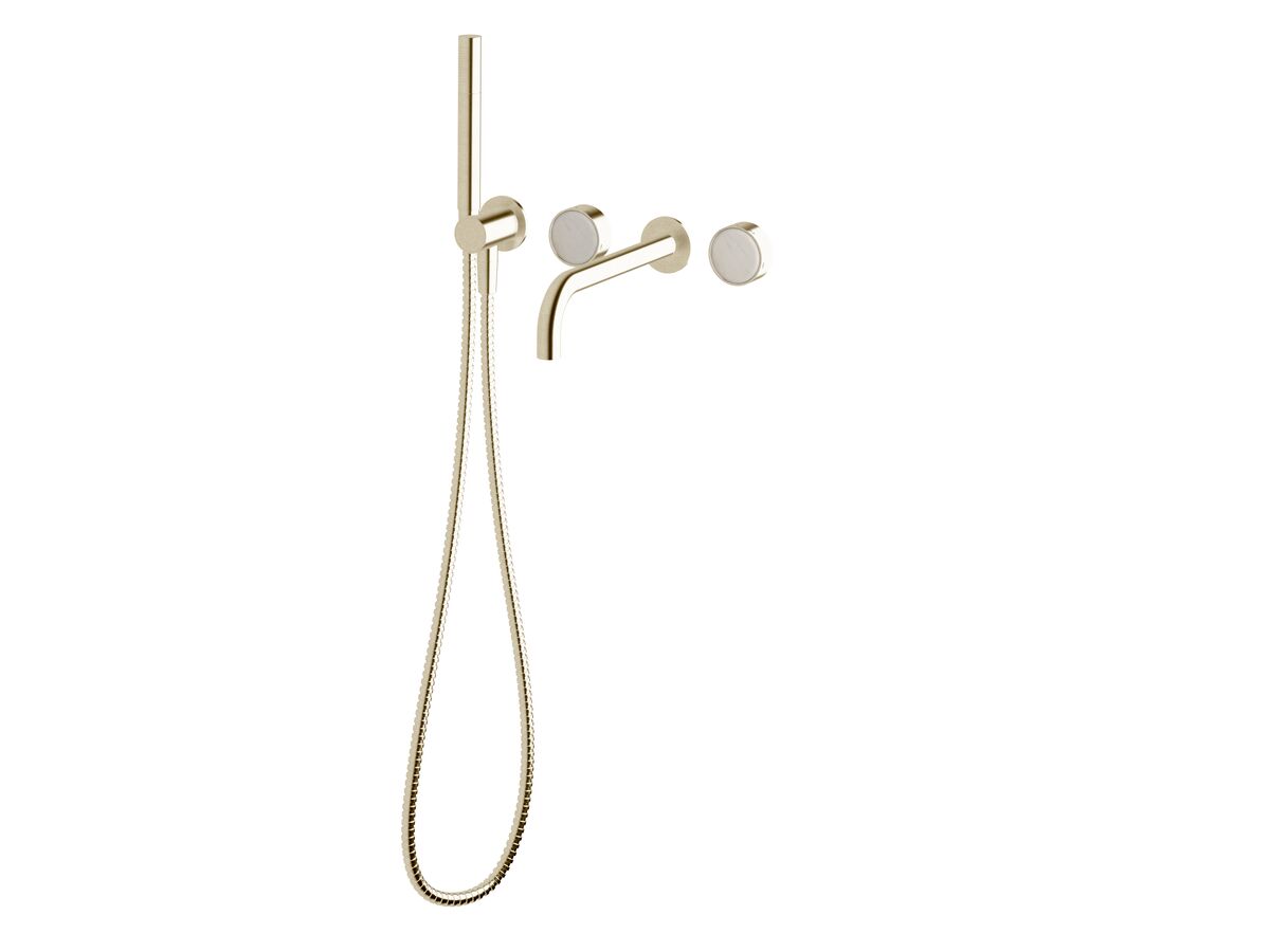 Supporting Image - Sussex Pure Elemental Progressive Bath Mixer System with Handshower 250mm PVD Brushed Platinum Gold with Aurora Insert