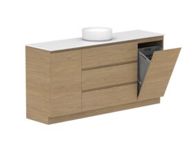 Supporting Image - Posh Domaine Plus Hamper Trio 1800 Floor Mounted Centre Bowl 12mm Durasein Top
