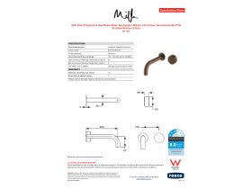 Specification Sheet - Milli Pure Progressive Wall Basin Mixer Tap System 200mm with Cirque Textured Handle PVD Brushed Bronze (3 Star)
