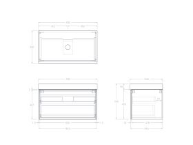 Technical Drawing - Kado Lux Slim All Drawer 900mm Wall Hung Vanity with Centre Basin 90mm Top