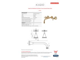 Specification Sheet - Kado Era Wall Bath Set 250mm Cross Handles Brass Gold