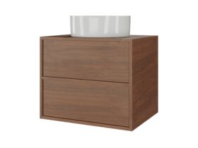 Supporting Image - Kado Aspect 600mm Wall Hung Vanity Unit Timber Top - Florentine Walnut