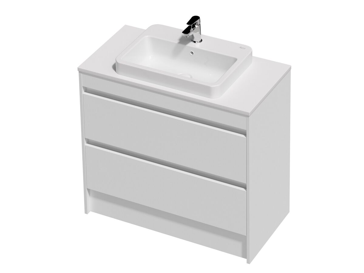Posh Domaine Twin 900 2 Drawer Floor Standing White Cherry Pie - Basin not included