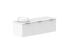 Supporting Image 2- Kado Neue Fluted Square All Drawer 1500mm Wall Hung Vanity with Left Hand Basin 20mm Top Ultra White