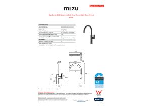 Specification Sheet - Mizu Soothe MK2 Gooseneck Sink Mixer Curved Matte Black (5 Star)