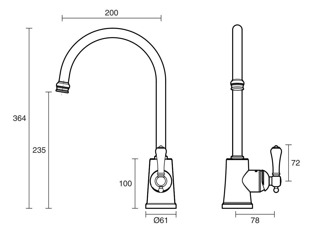 Kado Era Sink Mixer Large Porcelain Lever Handle