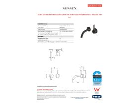 Specification Sheet - Sussex Oria Wall Basin Mixer Outlet System with 165mm Outlet PVD Matte Black (5 Star) Lead Free