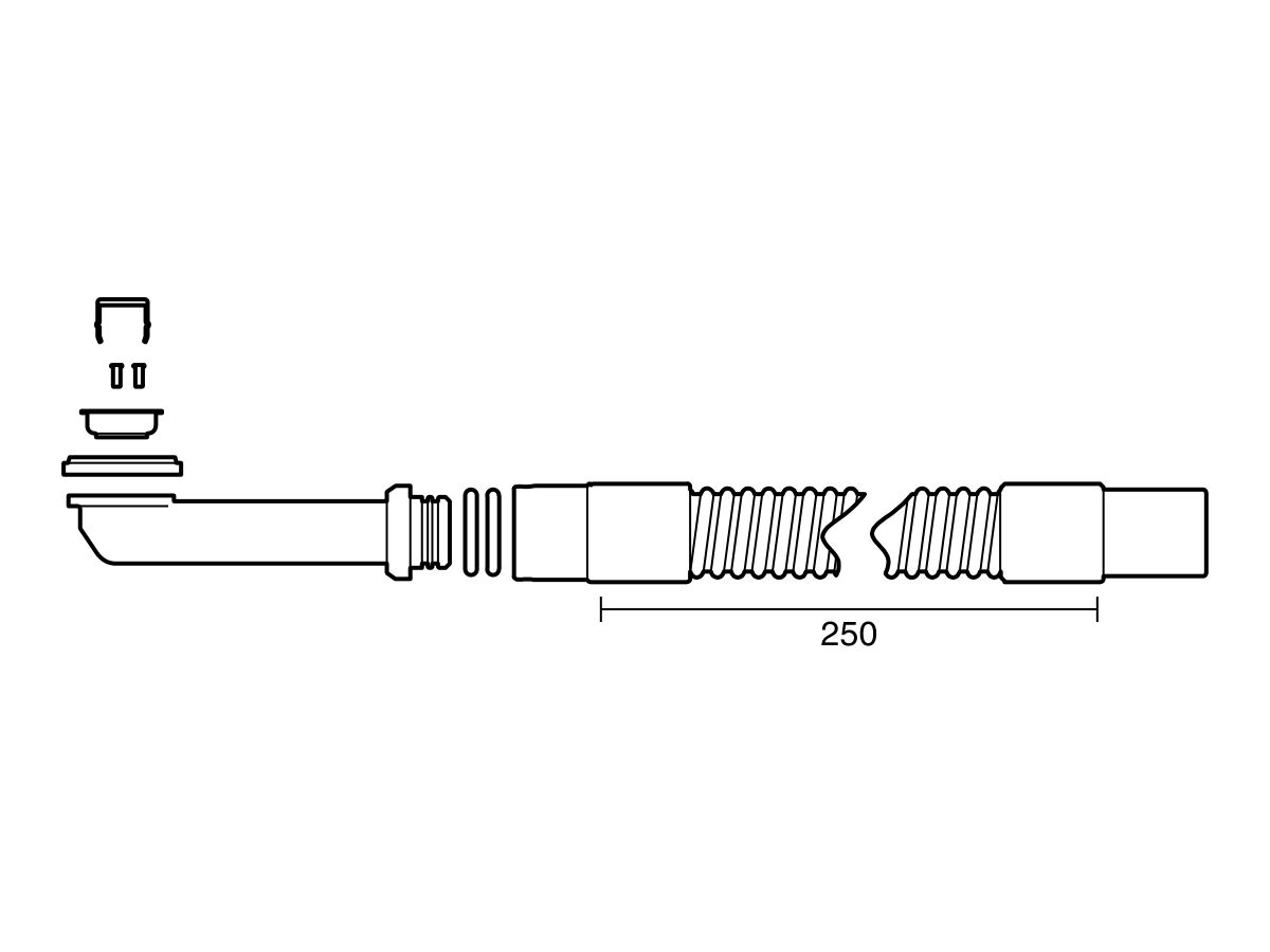 Technical Drawing - Posh Solus 45L Overflow Kit Satin Stainless Steel