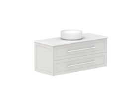 Supporting Image - Kado Lux All Drawer 1200mm Wall Hung Vanity Centre Basin 20mm - Feather Grey - Angle