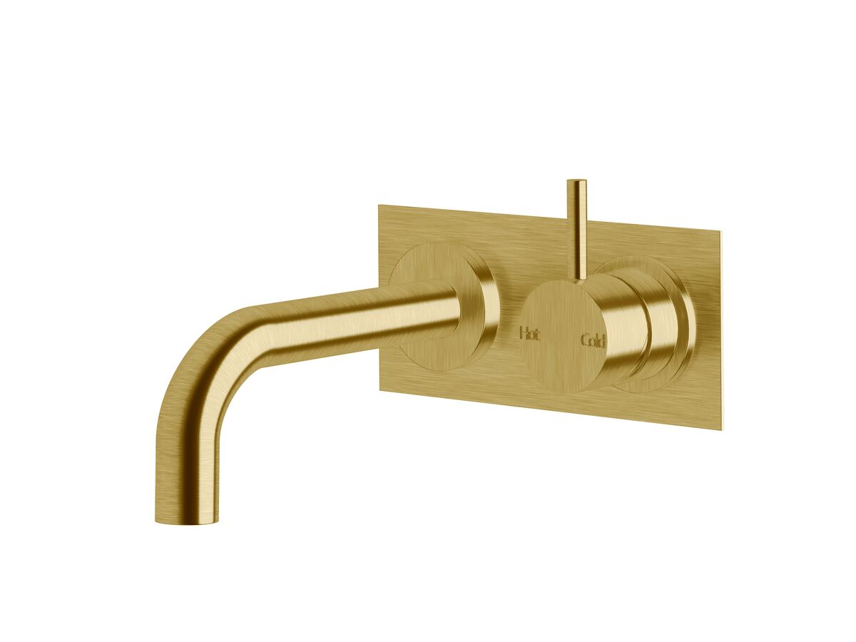 Sussex Scala 25mm Curved Wall Basin Mixer Tap System Right Hand Mixer Tap 160mm Outlet LUX PVD Brushed Pure Gold (6 Star)