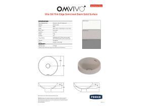 Specification Sheet - Omvivo Villa Thin Edge Round Semi Inset Basin 360mm
