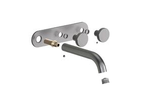 Supporting Image - Faucet Strommen Vara Disc Wall Basin / Bath Hostess Tap System Right Hand 150mm Kit Brushed Graphite (6 Star) Lead Free