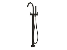 Scala Floor Mount Bath Mixer with Hand Shower Curved Trim LUX PVD Matte Opium Black (3 Star)