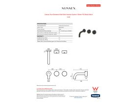 Specification Sheet - Sussex Pure Elemental Wall Bath Hostess System 160mm PVD Matte Black