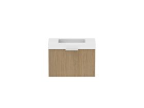 Supporting Image - Kado Lux Slim All Drawer 750mm Wall Hung Vanity with Centre Basin 90mm Top Boston Oak
