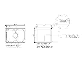ISSY Blossom II 600 x 450mm Vanity Unit with One Soft Close Drawer and Internal Drawer with Handle