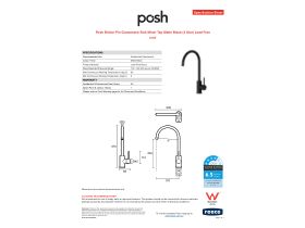 Specification Sheet - Posh Bristol Pin Gooseneck Sink Mixer Tap Matte Black (4 Star) Lead Free