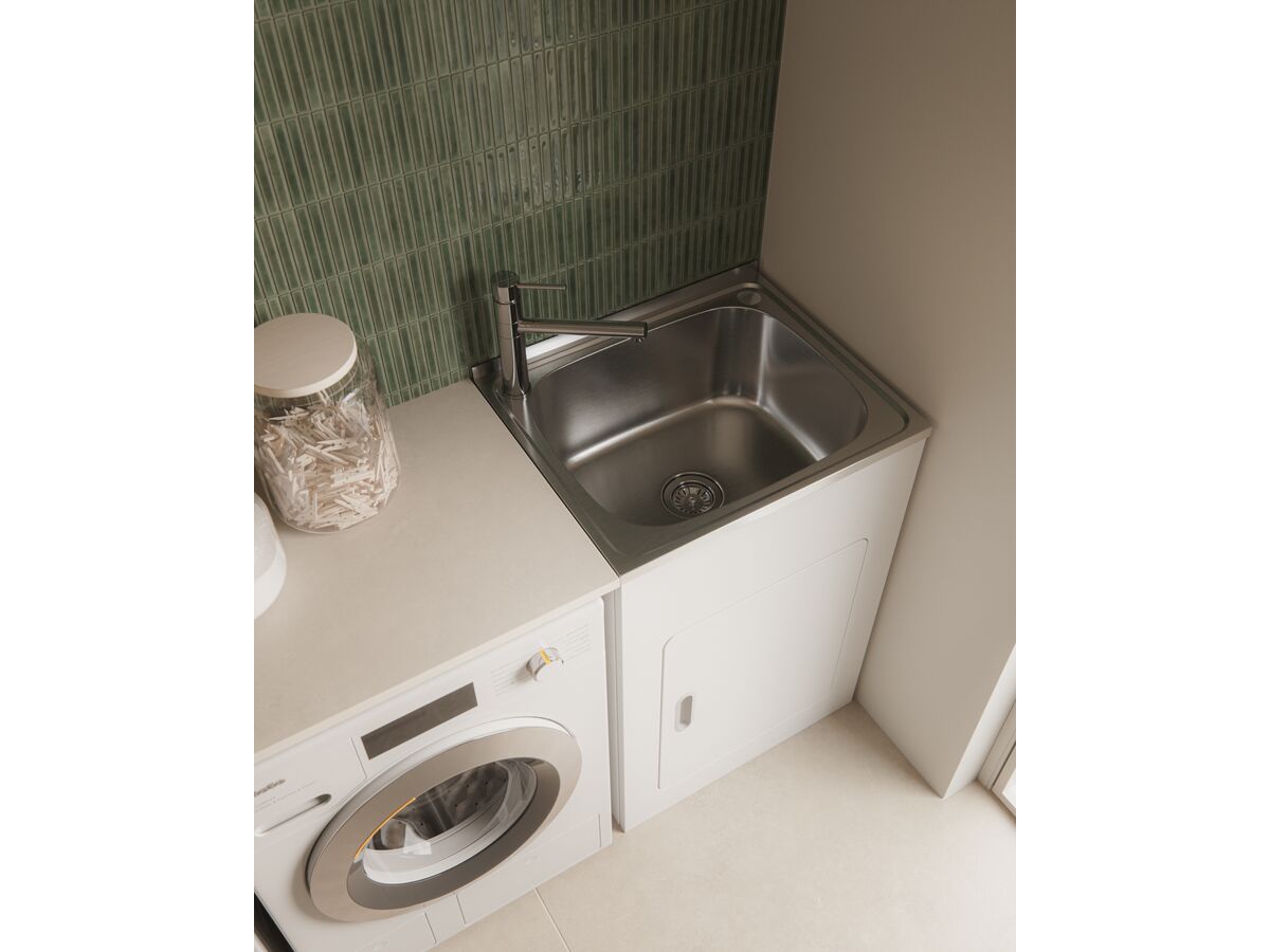 In Situ - Posh Bristol Standard Laundry Trough & Cabinet 45L with 1 Taphole and Bypass Stainless Steel