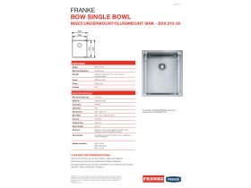 Technical Guide - Franke Bow BXX210-36 Single Bowl Inset/Undermount/Flushmount Sink Pack Stainless Steel