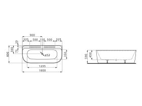 LAUFEN Meda Back to Wall Bath 1800mm Marbond
