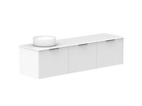 Supporting Image 2- Kado Neue Fluted Square All Drawer 1800mm Wall Hung Vanity with Left Hand Basin 20mm Top Ultra White
