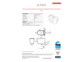 Specification Sheet - Kado Lussi Close Coupled Back to Wall Rimless Overheight Back Inlet Pan White (4 Star)