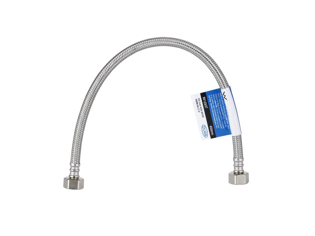 Dura Pex Flexible Hose Connector Water 450mm Stainless Steel Low-Temp Lead Free