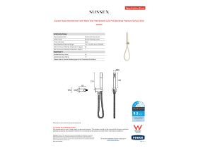 Specification Sheet - Sussex Scala Handshower with Water Inlet Wall Bracket LUX PVD Brushed Platinum Gold (3 Star)