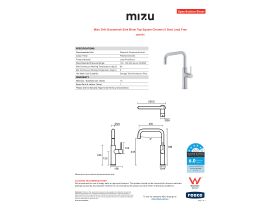Specification Sheet - Mizu Drift Gooseneck Sink Mixer Tap Square Chrome (5 Star)